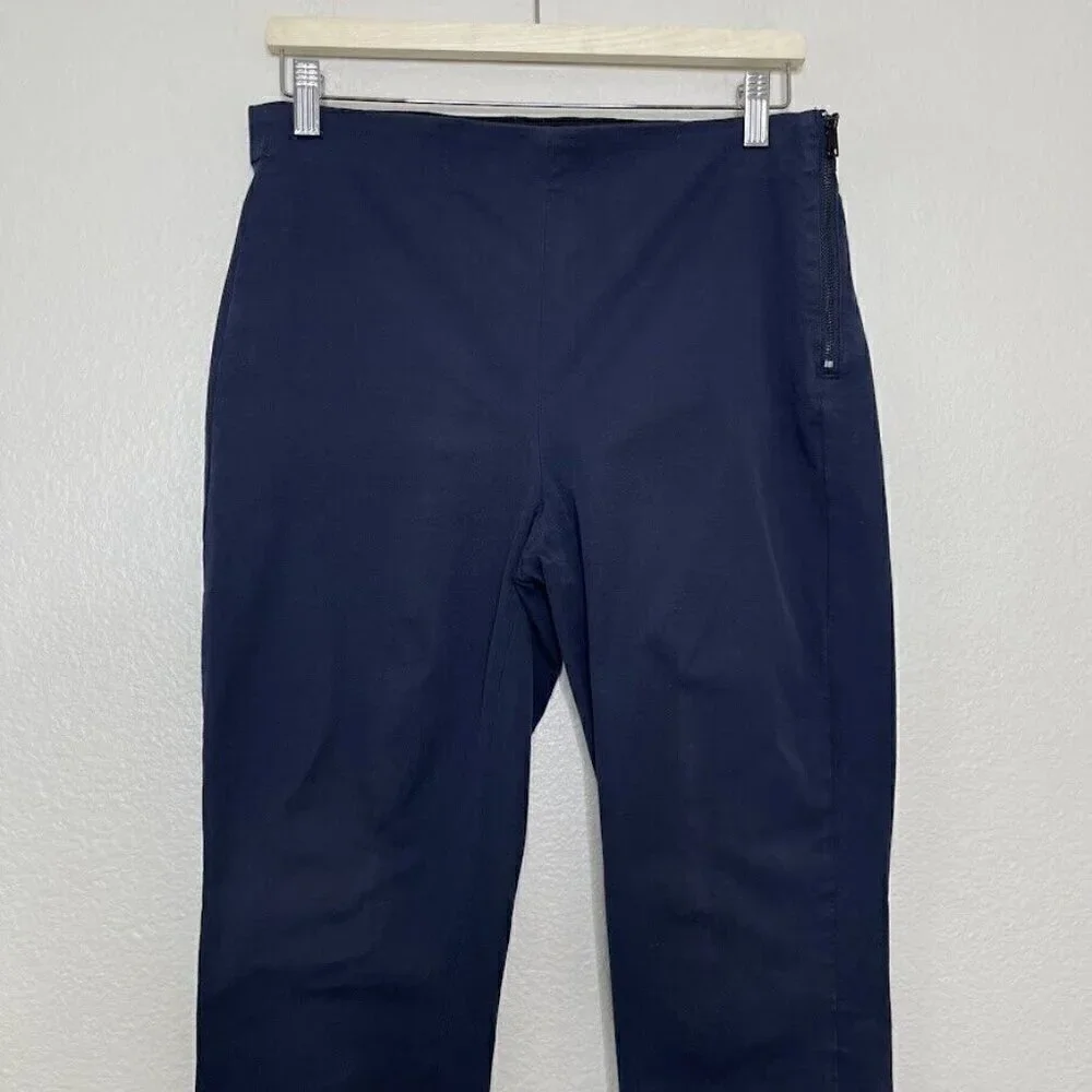 Everlane Blue Stretch Ankle Crop Side Zip Work Career Trouser Pull On Pants